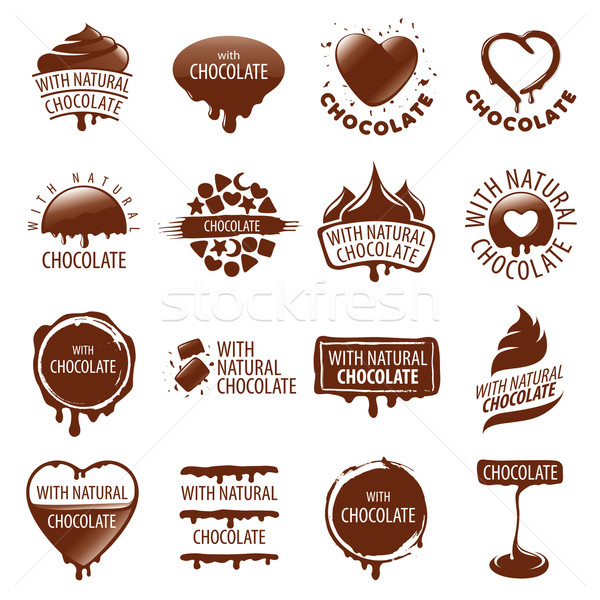 Foto stock: Grande · conjunto · vetor · logos · chocolate · café