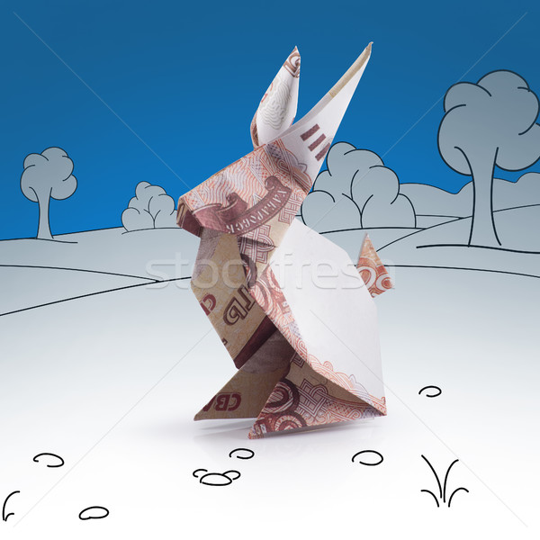 оригами заяц банкнота пейзаж бумаги Сток-фото © butenkow