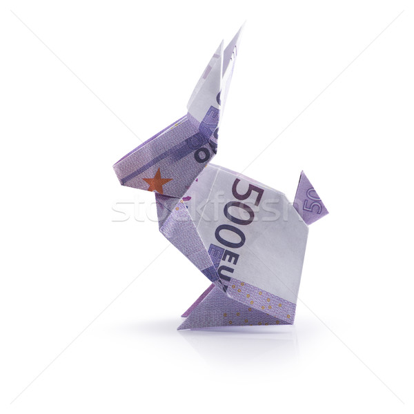 Origami Hase Banknoten Weiß Papier Abstrakten