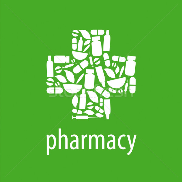 Vector logo farmacia cruz verde médico Foto stock © butenkow