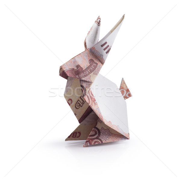 Foto stock: Origami · liebre · billetes · blanco · papel · resumen