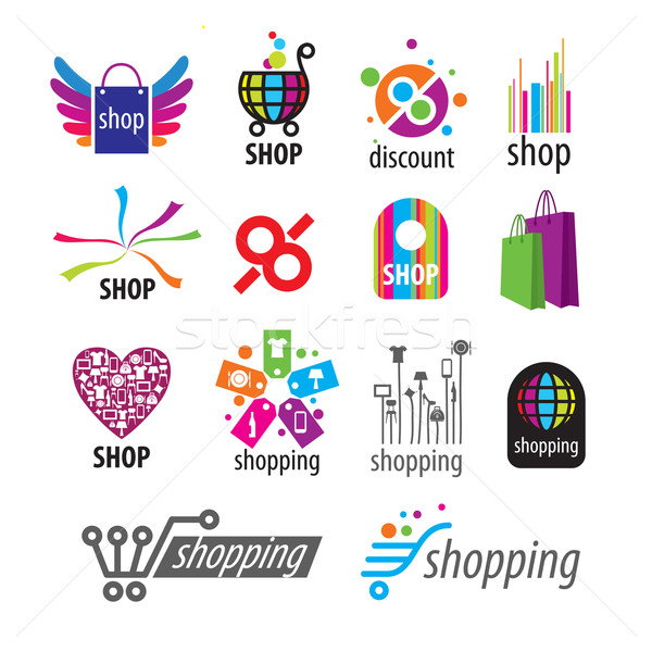 Colectie vector logos cumpărături bani glob Imagine de stoc © butenkow