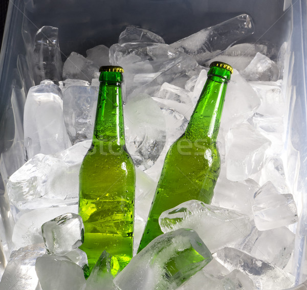 Bottles of beer on ice Stock photo © butenkow