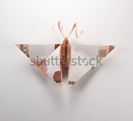 Foto stock: Origami · liebre · billetes · blanco · papel · resumen