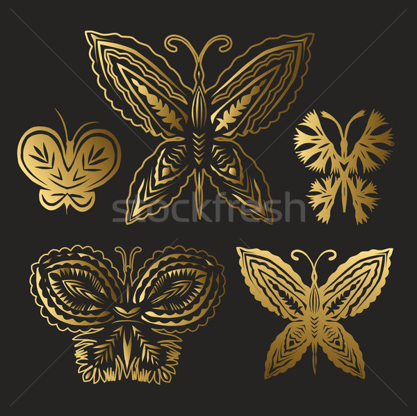 collection of gold butterflies Stock photo © butenkow