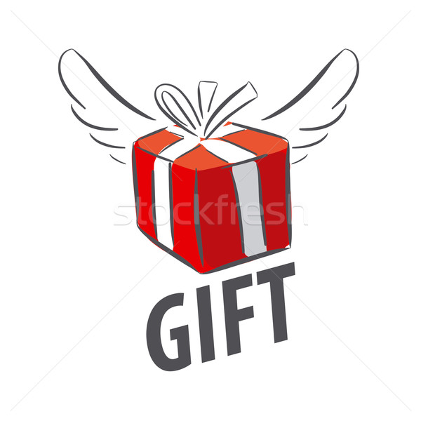 vector logo red gift box with wings Stock photo © butenkow