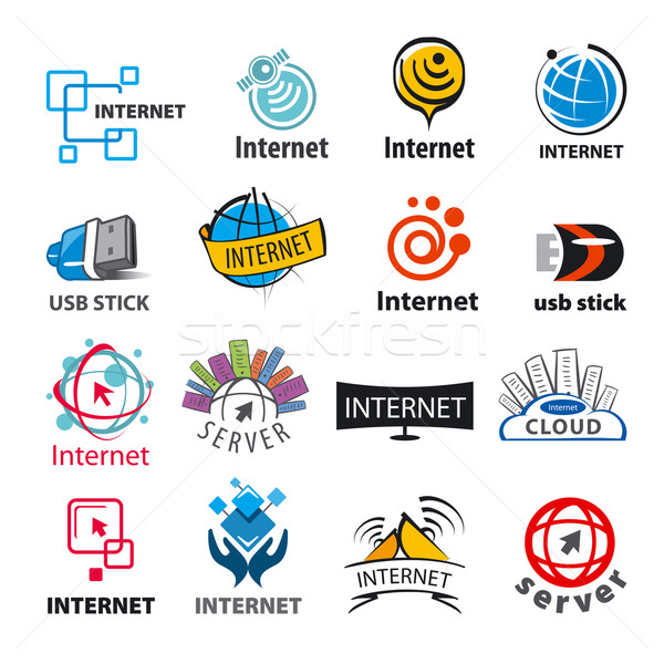 biggest collection of vector logos of the Internet and network Stock photo © butenkow