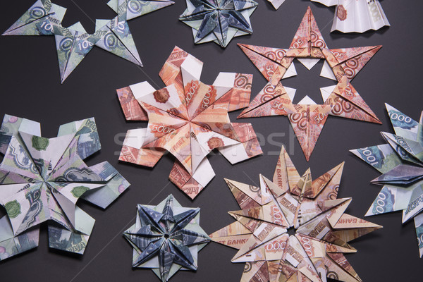 Imagine de stoc: Bani · origami · fulg · de · nea · bancnote · afaceri · construcţie