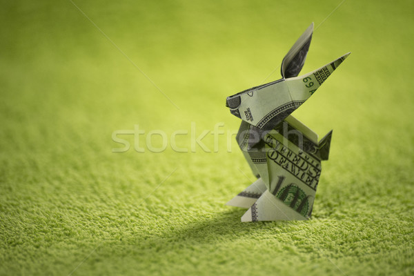 Foto stock: Origami · liebre · billetes · verde · papel · resumen