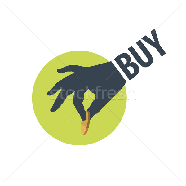 Vector logo hand munt winkelen Stockfoto © butenkow