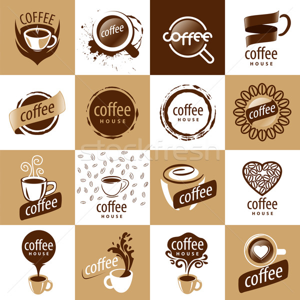Сток-фото: большой · набор · вектора · Логотипы · кофе · знак