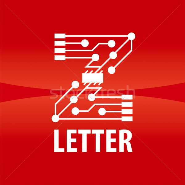 Wektora logo pismo z formularza chip czerwony Zdjęcia stock © butenkow