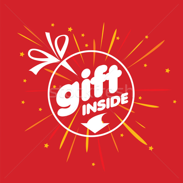 Stock photo: Round vector logo for gifts with fireworks