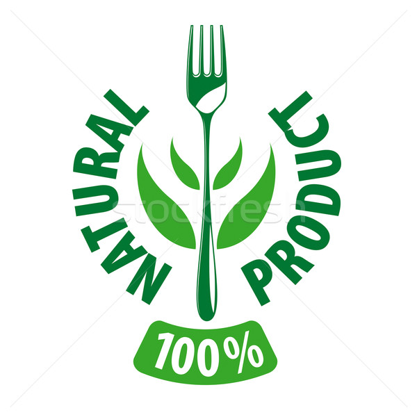 vector logo fork and leaves for natural products Stock photo © butenkow