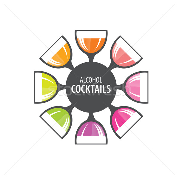 Cocktails logo vecteur icônes boissons vin [[stock_photo]] © butenkow