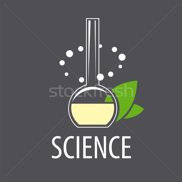 vector logo test-tube with liquid and leaves Stock photo © butenkow