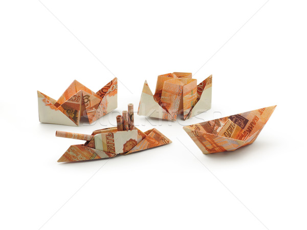 Imagine de stoc: Colectie · origami · navelor · cinci · bancnote · bani