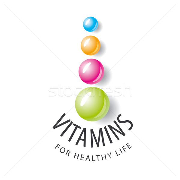 Stock photo: vector logo vitamins in the form of colored balls