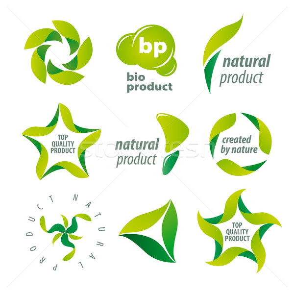 set of vector logos for organic natural products Stock photo © butenkow
