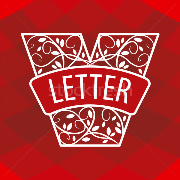 Logo letter V with a vegetative ornament on a red background Stock photo © butenkow