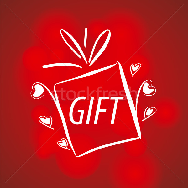 Abstract vector logo for gifts on a red background Stock photo © butenkow
