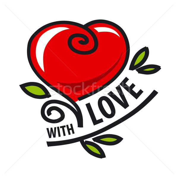 Wektora logo czerwony serca formularza kwiat wektora Zdjęcia stock © butenkow