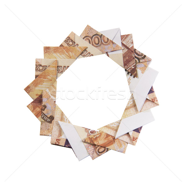 Stock foto: Weihnachten · Kranz · Origami · Banknoten · weiß