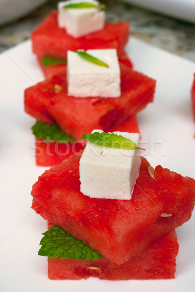 Vorspeise Wassermelone Käse mint Essen Stock foto © BVDC