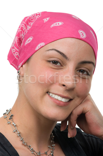 Mellrák túlélő gyönyörű fejpánt hónapok mosoly Stock fotó © BVDC