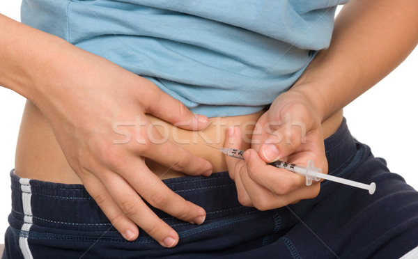 Diabetes erschossen Mädchen Insulin medizinischen Gesundheit Stock foto © BVDC