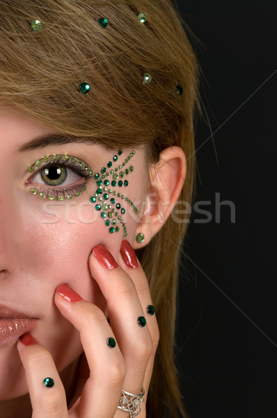 Kozmetika lány hegyikristály smink arc kozmetikai Stock fotó © BVDC