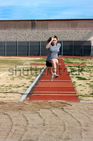 Atlet Teen sări fitness nisip alerga Imagine de stoc © BVDC