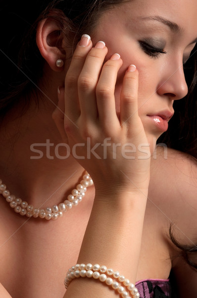 Perle Mädchen Schmuck weiblichen Luxus Perlen Stock foto © BVDC