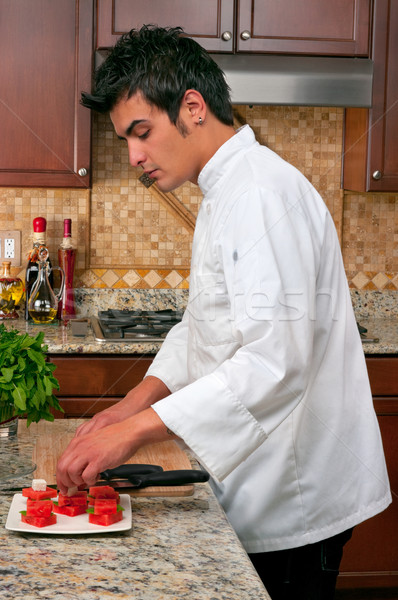Chef apéritif pastèque menthe homme [[stock_photo]] © BVDC