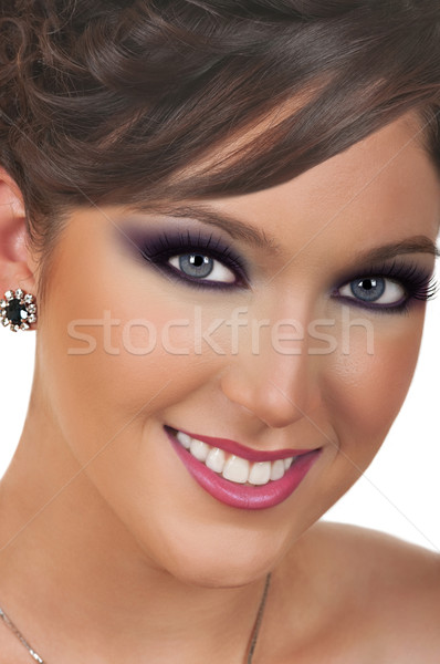Cosmetische make-up jonge vrouw mooie gezicht gelukkig Stockfoto © BVDC