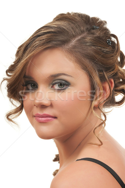 Păr se completează până nuntă faţă adolescent machiaj Imagine de stoc © BVDC