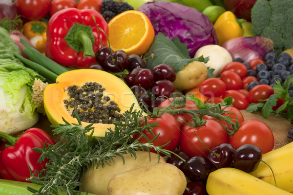 Foto stock: Hortalizas · frutas · orgánico · saludable · alimentos · fondo