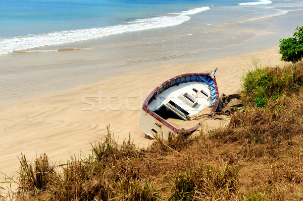 Old yacht stranded on a beach Stock photo © byrdyak