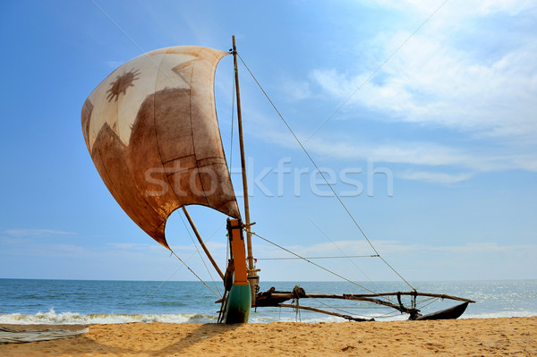 Vissen boten lege strand Sri Lanka Stockfoto © byrdyak