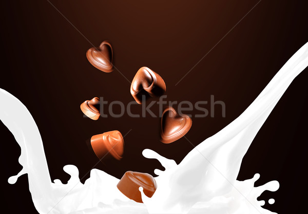 Stok fotoğraf: Süt · sıçrama · dizayn · çikolata · arka · plan · içmek