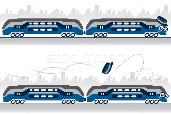 вектора характер иллюстрация поезд Hat Cartoon Сток-фото © Bytedust