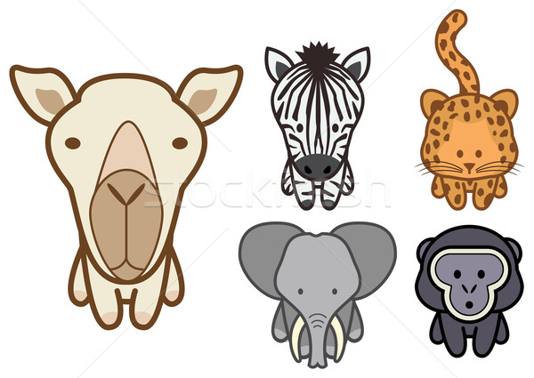 Vector set desen animat animale zoo diferit Imagine de stoc © Bytedust