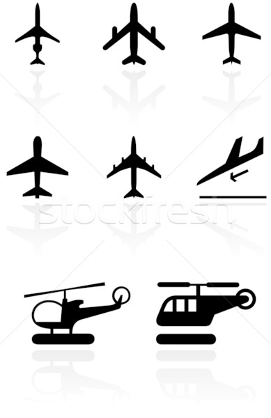 Stock photo: Airplane and helicopter symbol vector set.