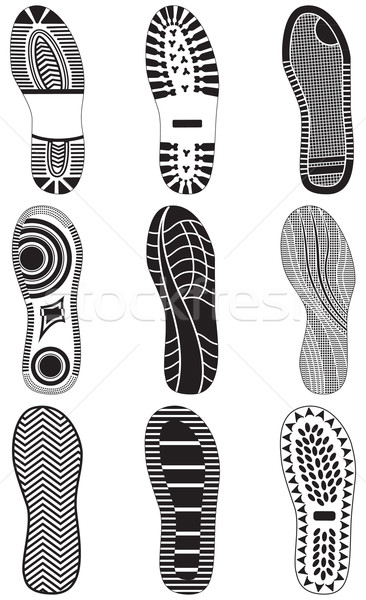 Ingesteld voetafdrukken alle vector objecten geïsoleerd Stockfoto © Bytedust