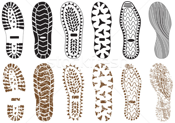 Ingesteld voetafdrukken zand textuur alle vector Stockfoto © Bytedust