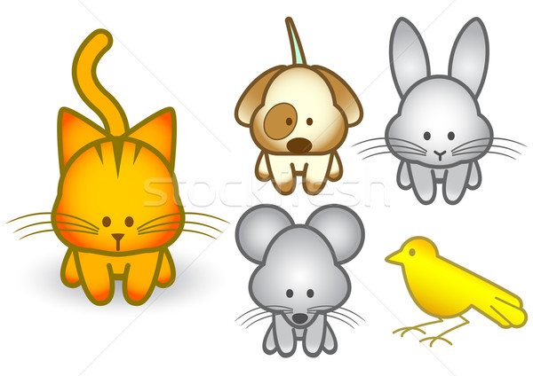 Stock photo: Vector illustration set of cartoon pet animals.