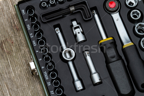 Industriële toolbox uitrusting detail stopcontact sleutel Stockfoto © c12