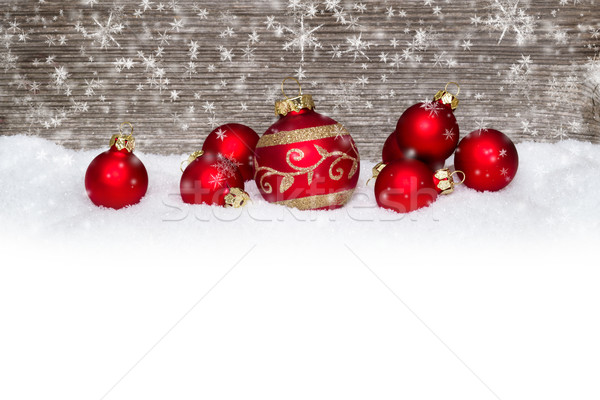 Rood christmas sneeuw houten exemplaar ruimte Stockfoto © c12