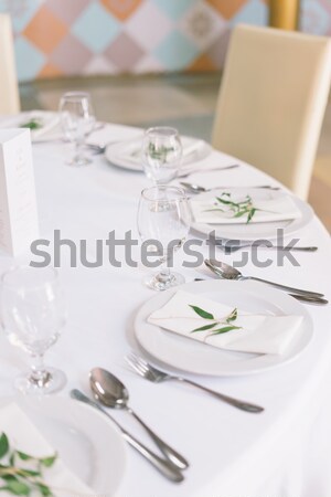 Bruiloft ingesteld fine dining ander steeg restaurant Stockfoto © c12