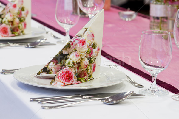 Bruiloft ingesteld fine dining ander steeg restaurant Stockfoto © c12